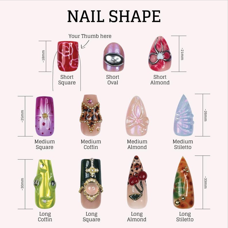 JR NAILS luxury 3D garden press on nails, long stiletto fake nails with butterfly, flower and ladybug motifs, reusable press-ons for summer style