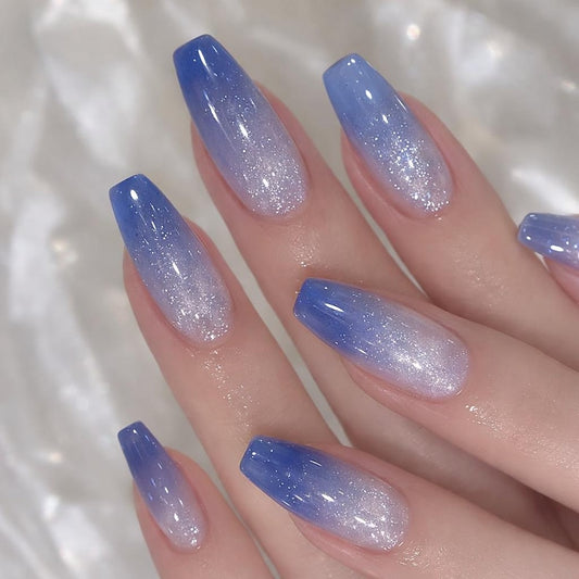 Handmade JRNAIL press on nails with pastel ombre design, reusable and salon-quality