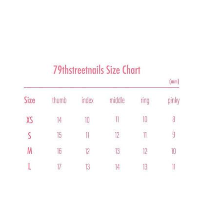 Nails size chart for nail sizes on a white background