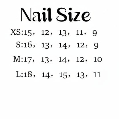 Nail size chart with numbers on a white background