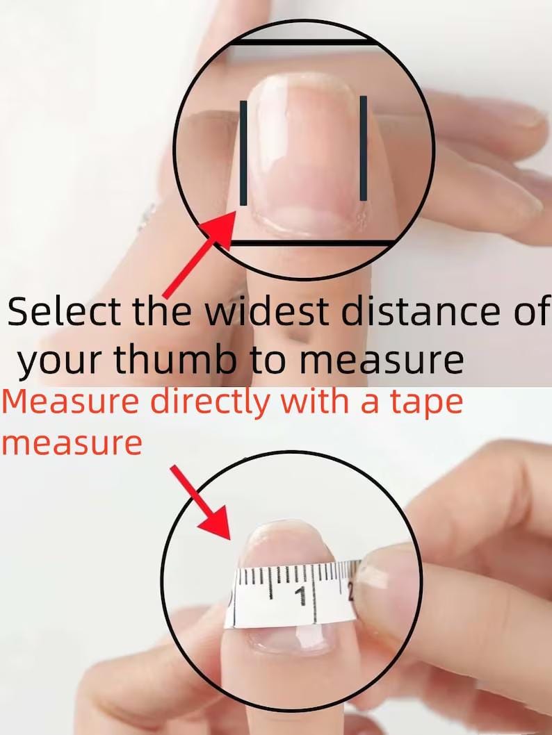 Instructions on measuring thumb width with a tape measure