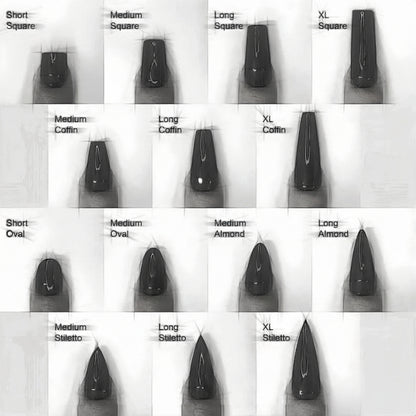 Grid of nail shapes with labels on a white background, featuring HALONAILS branding.