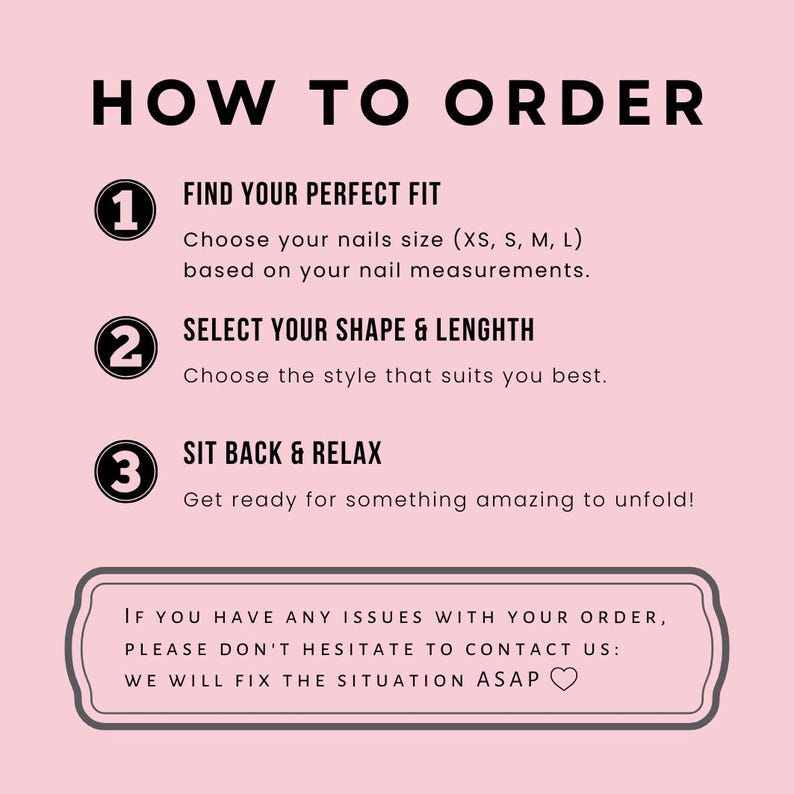 Instructions on how to order with a pink background