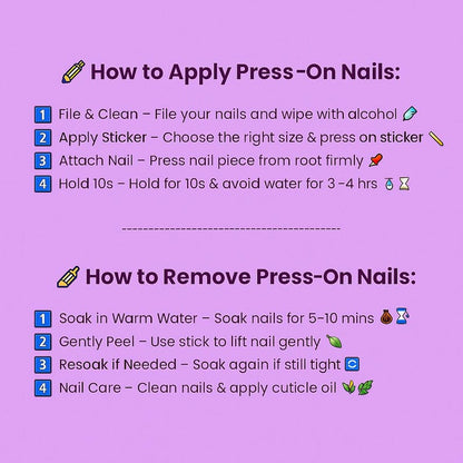 Press-on nail set with red cherries, leopard spots and gold rhinestones for Valentine's Day