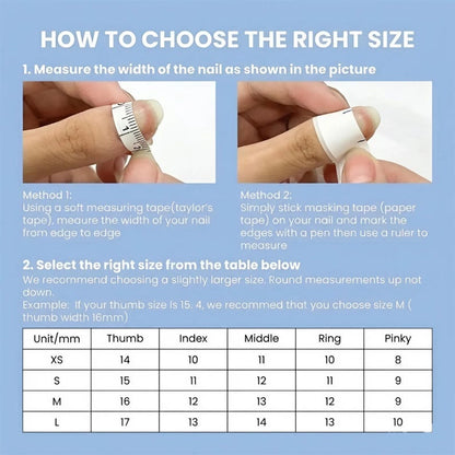Instructions on how to choose the right size for a product, with measurements and a table.