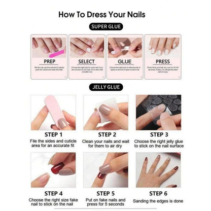 Luxury Nude Gel Press-On Nails with 3D Liquid Gold Chrome Filigree