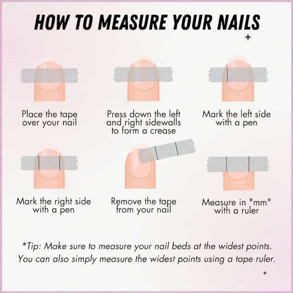 Step-by-step guide on how to measure nails using tape and a ruler.