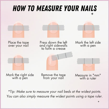 Step-by-step guide on how to measure nails using tape and a ruler.