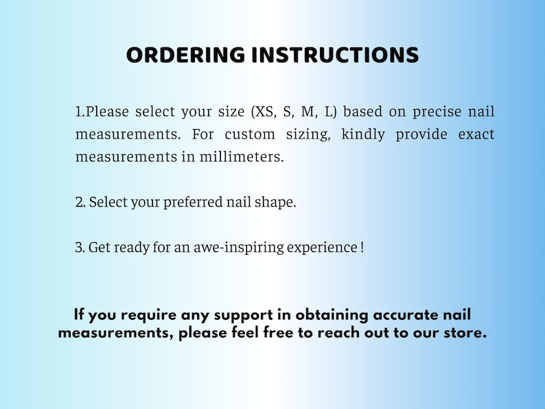 Text-based ordering instructions on a light blue background
